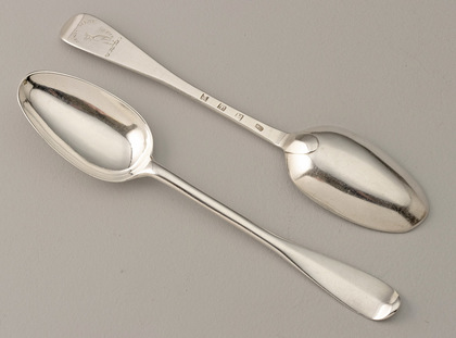 Scottish Silver Hanoverian Table Spoons (Pair) - Daniel Ker, Sine Metu, Jameson Family 